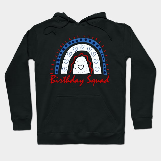 Birthday Squad Matching Birthday Rainbow Hoodie by LadySaltwater